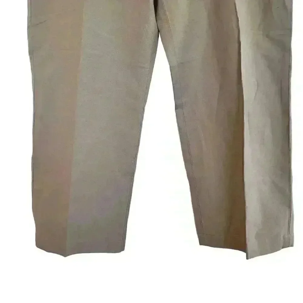 Banana Republic Men's Tan Linen/Cotton Dawson Flat Front Relaxed Leg Lower Waist